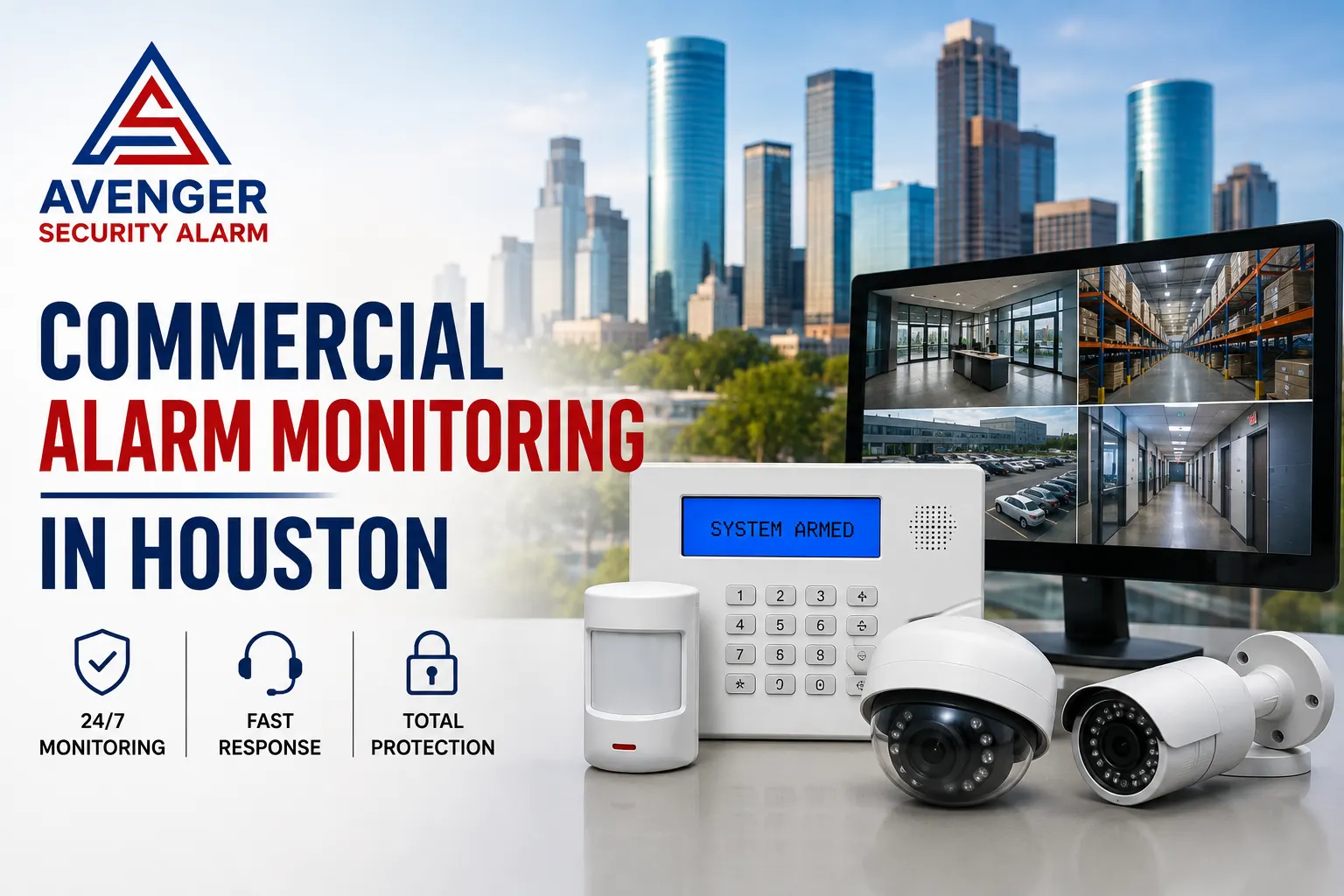 Commercial alarm monitoring houston in Houston for reliable 24/7 business protection